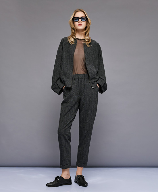 Aνθρακί παντελόνι με στρας ACCP015L