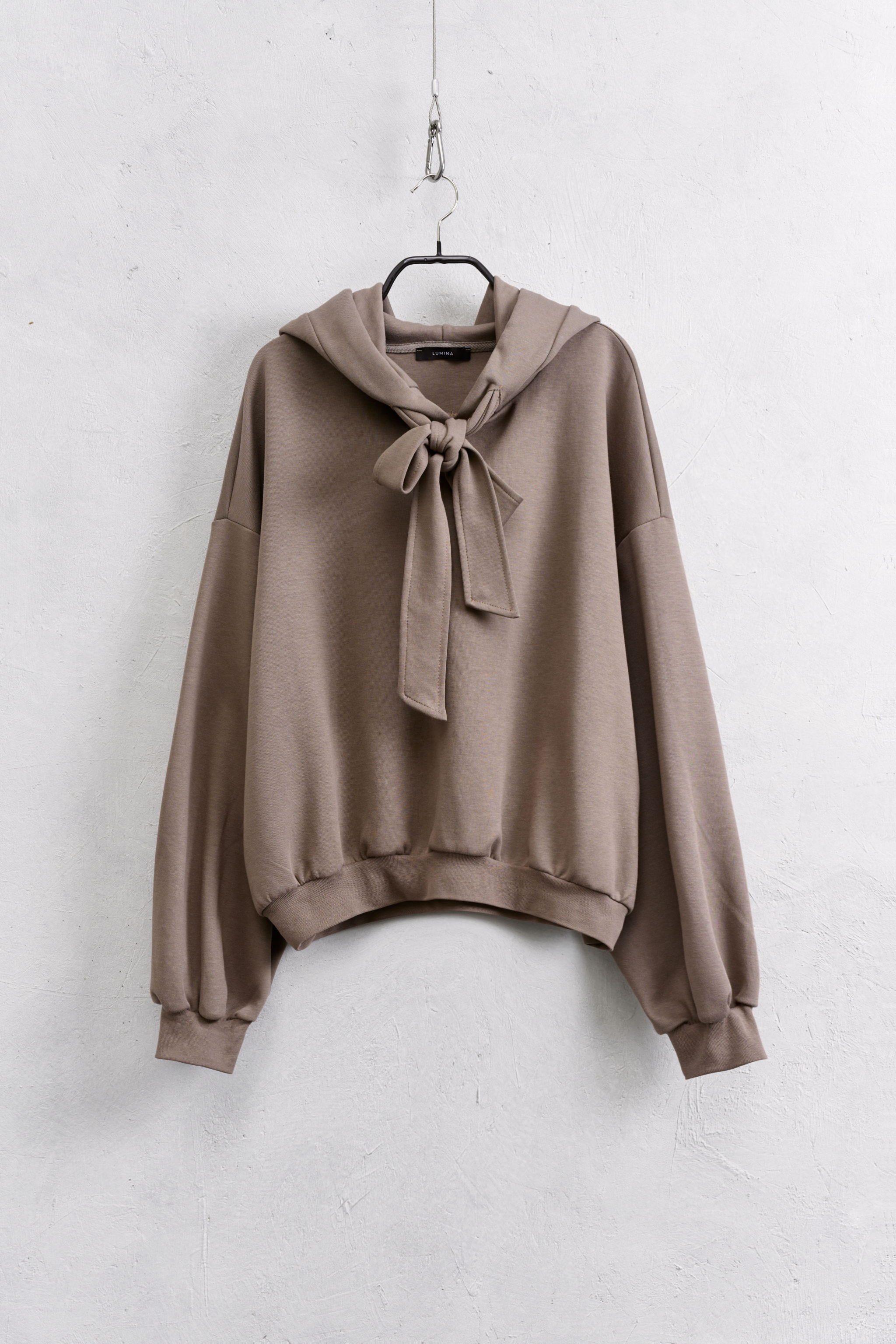 Taupe φούτερ με φιόγκο LAMSW004O/S