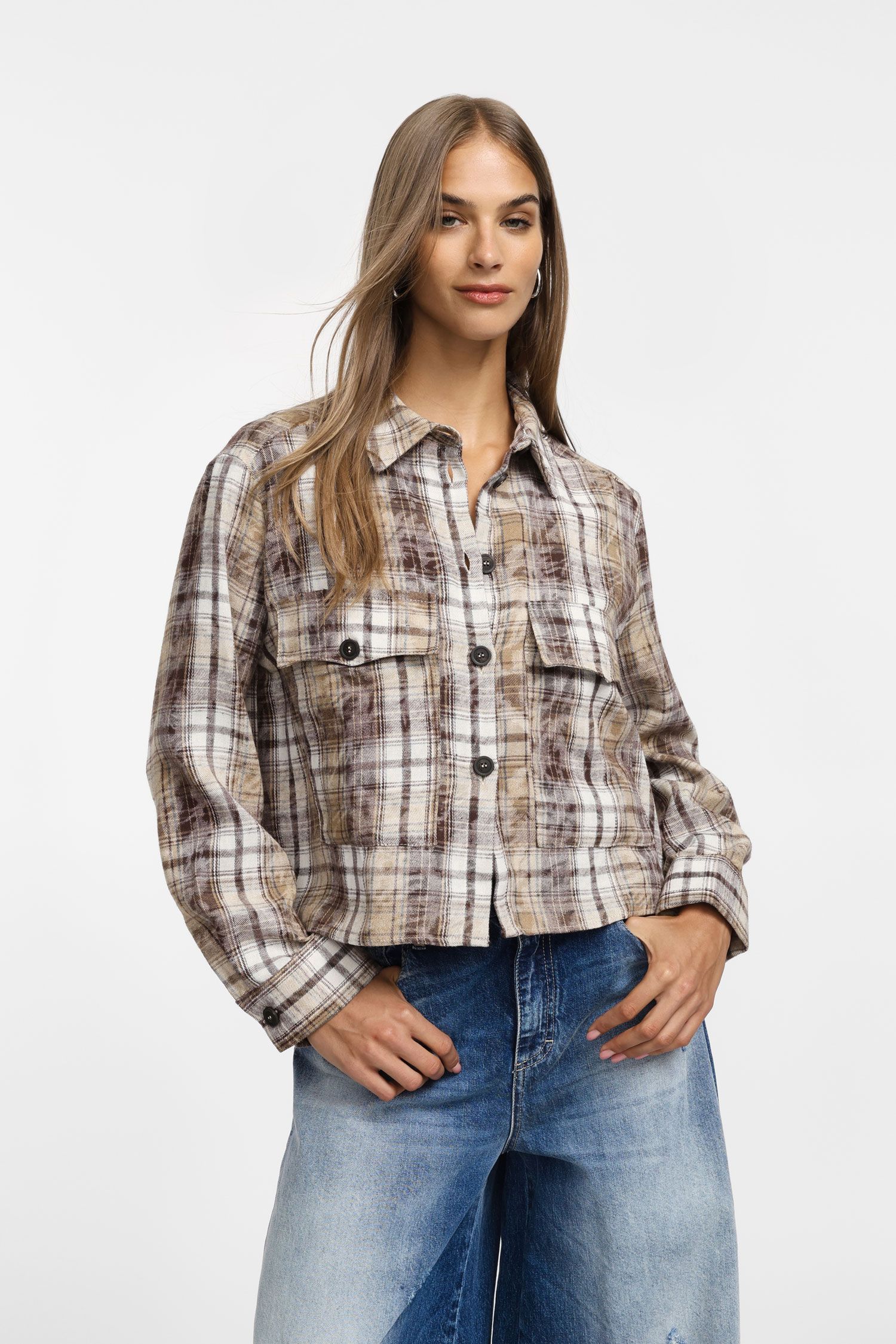 Cropped Checkered Shirt PLS003S