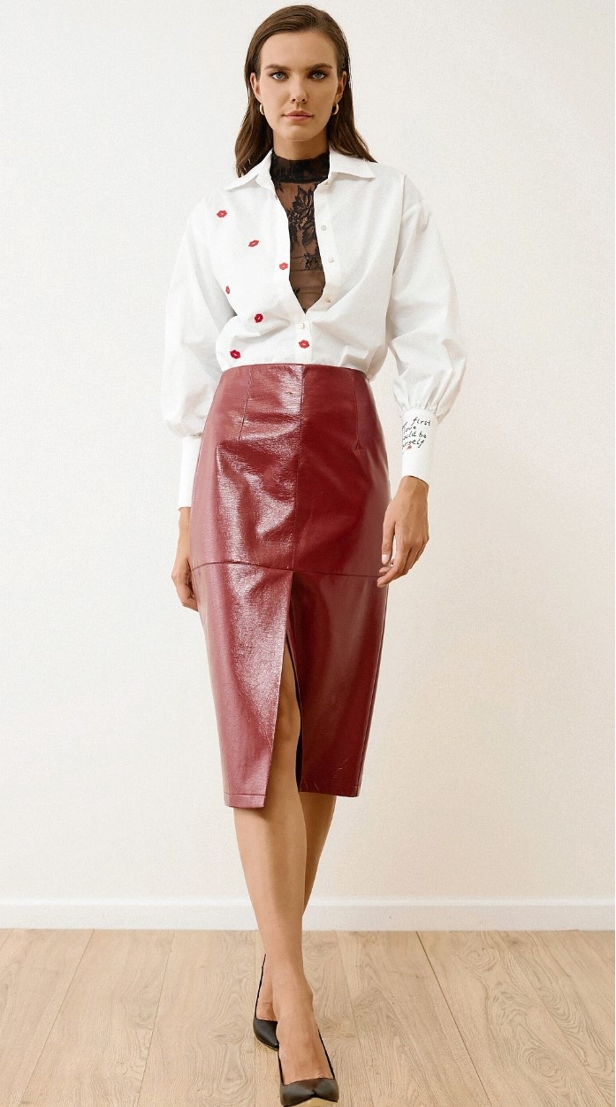 Λευκό πουκάμισο με κέντημα FIGSH001S