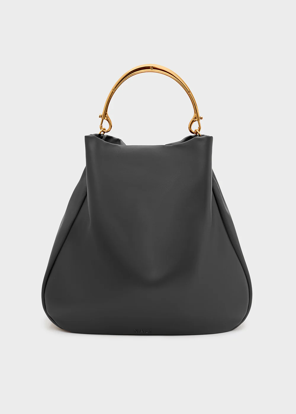 ANNIE BLACK SHOULDER BAG WITH GOLD METAL HANDLE NB006