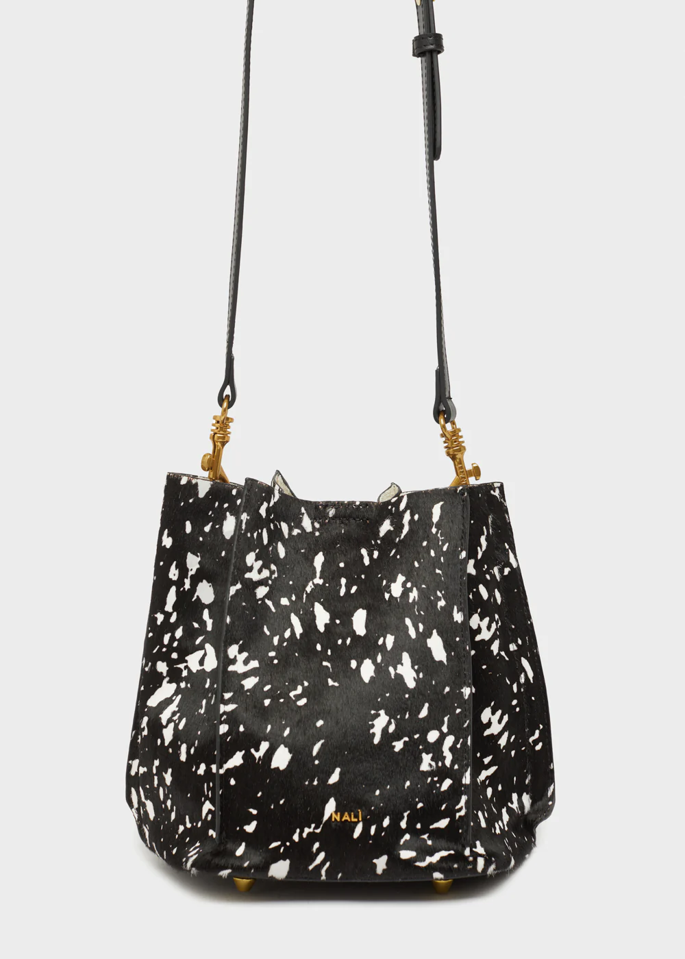 TITTI BUCKET BAG IN REAL LEATHER BLACK