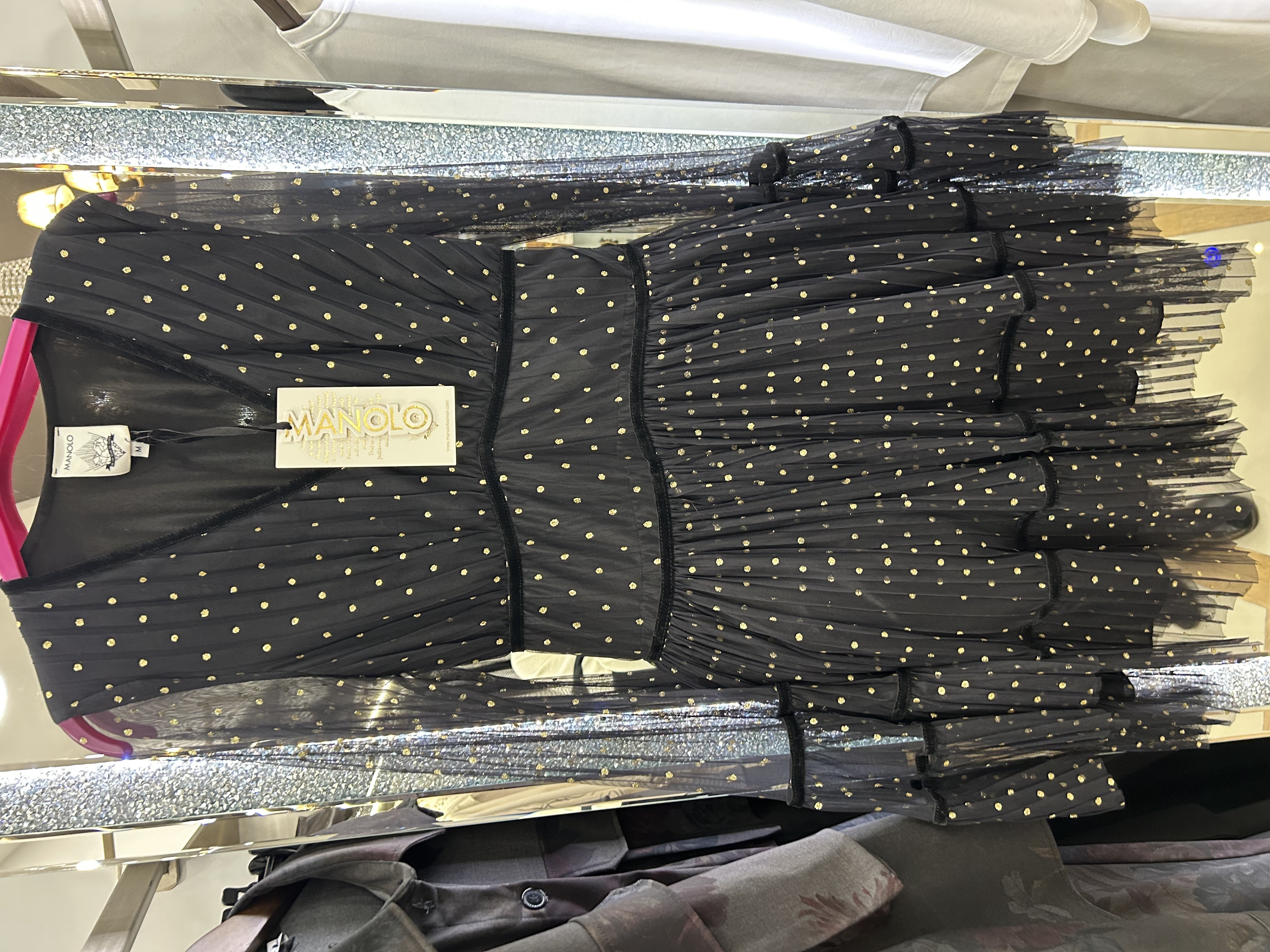 Manolo φόρεμα μαύρο με χρυσό πουάM