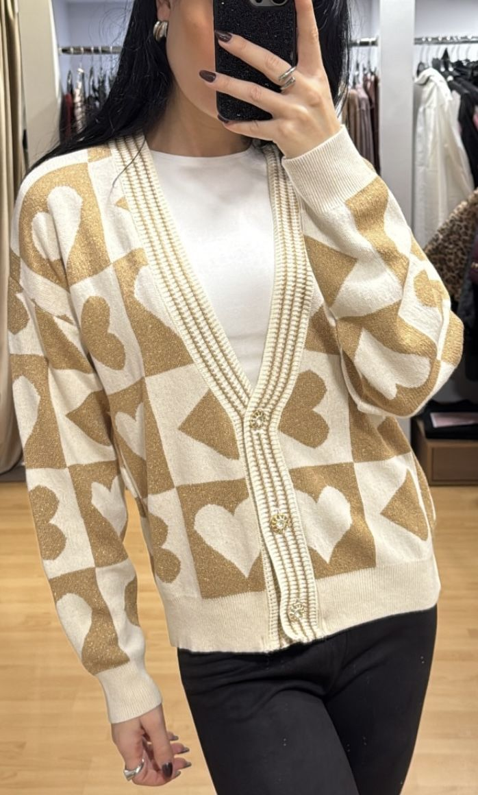 Ζακέτα με χρυσές lurex λεπτομέρειες FIGC005S
