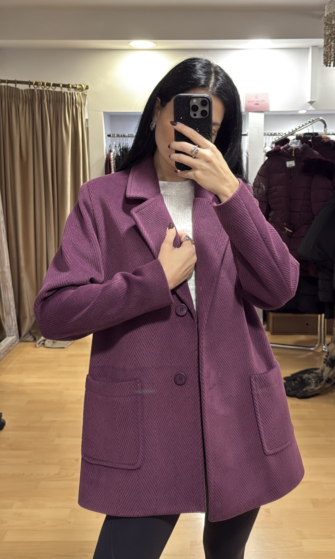 Μωβ-μπορντώ ημίπαλτο MOUTC005 S/M