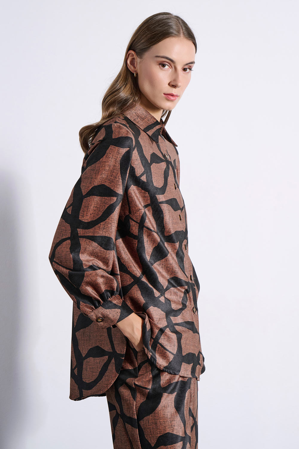 Βελούδινο σοκολά μαύρο πουκαμίσα MATS005S