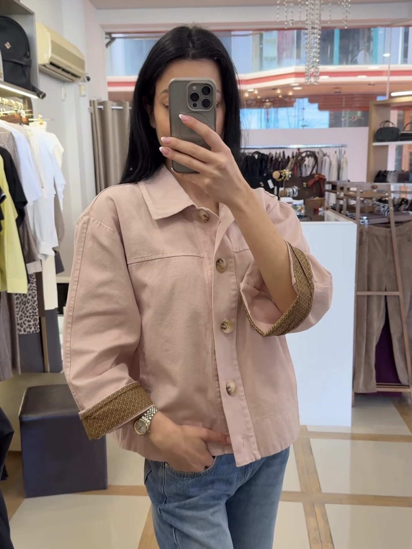 Denim jacket ροζ INJ001O/S