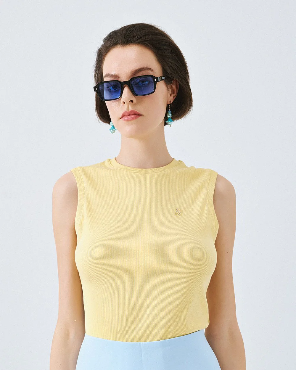 Κίτρινο τοπ ριπ με μονόγραμμα ACCTS005S