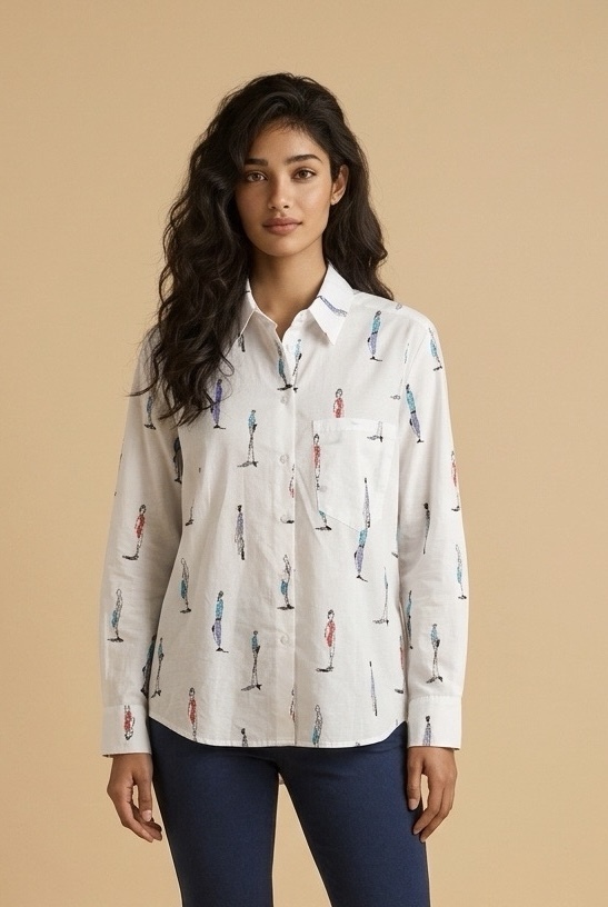 Λευκό πουκάμισο με κέντημα INS005S/M