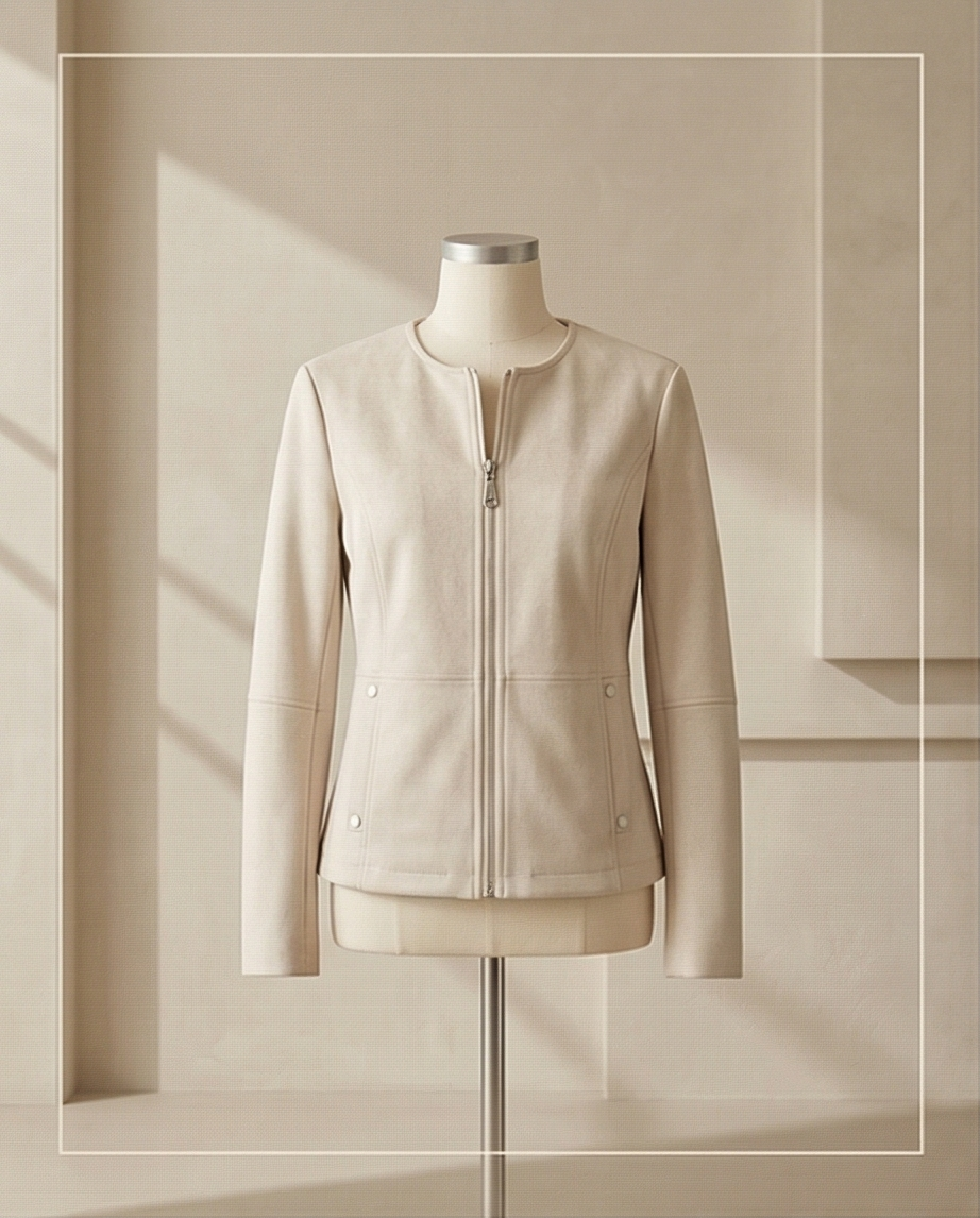 Μπεζ μπουφάν με όψη suede MCMJ002S