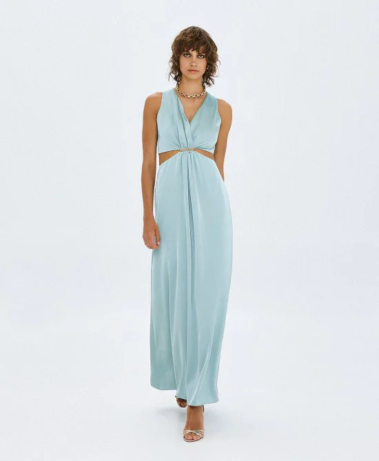 Φόρεμα μέντα  μάξι cut-out με μεταλλική λεπτομέρεια ACCD018S