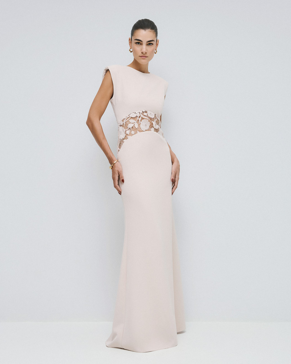 Μακρύ βραδινό φόρεμα με δαντελένιο κορσέ ACCSPD002M