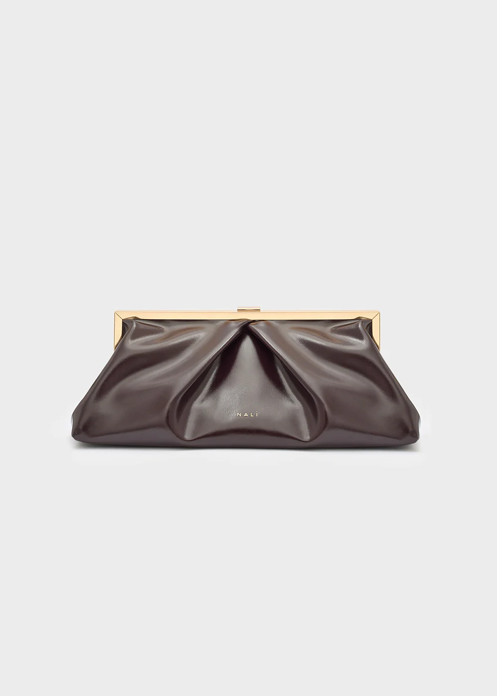 Faux leather clutch καφέ-μπορντώ  με χρυσό μεταλλικό περίγραμμα  NB004