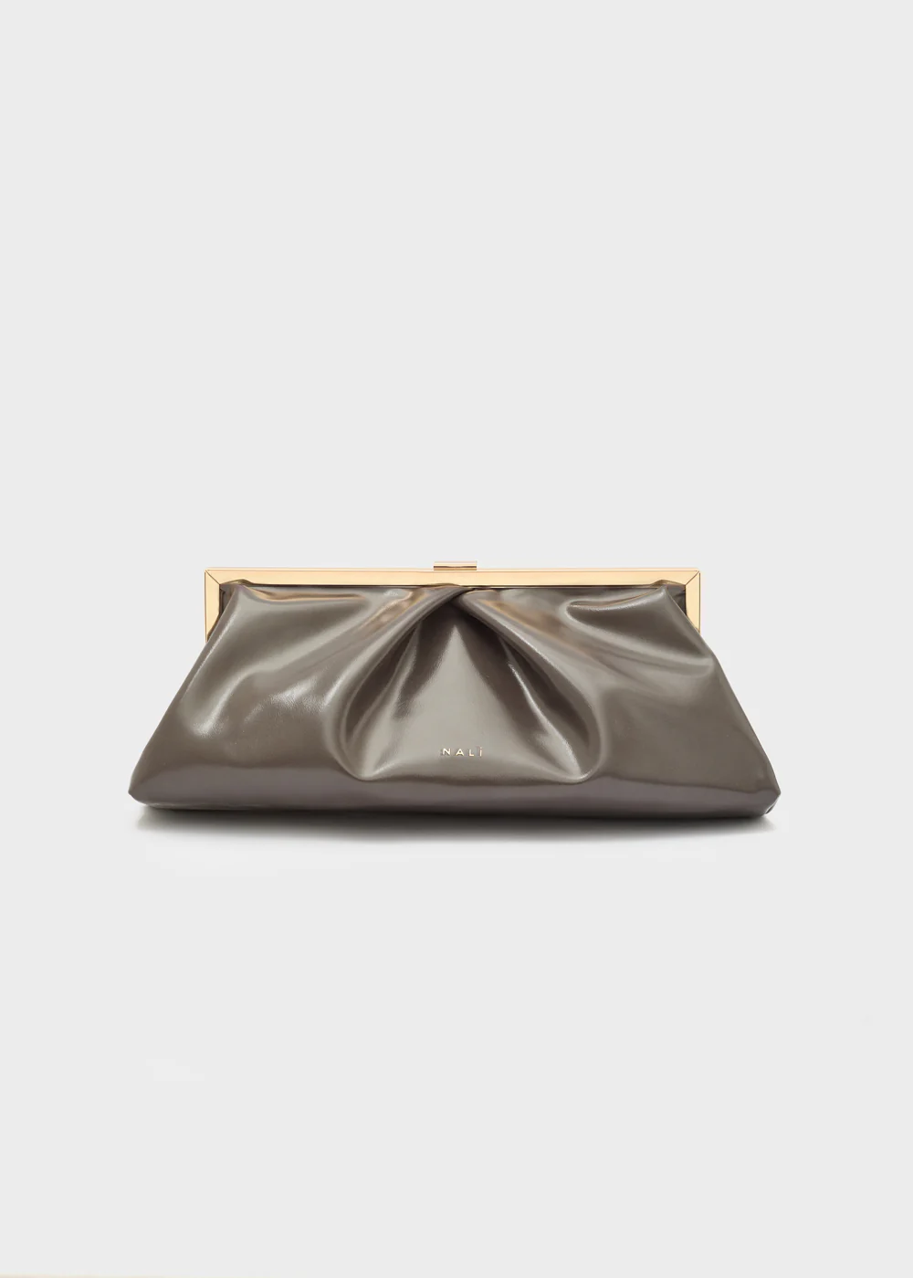 Faux leather clutch γραφίτης  με χρυσό μεταλλικό περίγραμμα  NB005